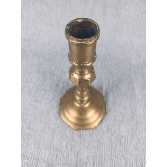 Brass Candelabra Candlestick Holder Hollow Brass Structure 8 in tall - Picture 10 of 10